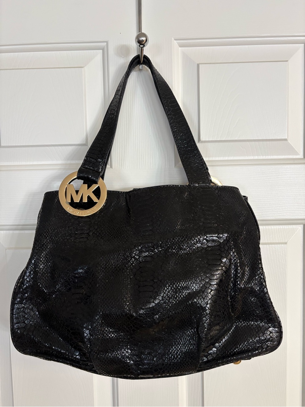 Michael Kors Fulton Python-Embossed Leather Hobo Bag